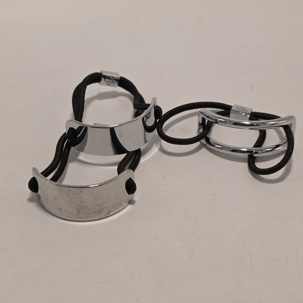 Danielle Gadi Set Of 3 Head Bands Silver Tone And Black Band New